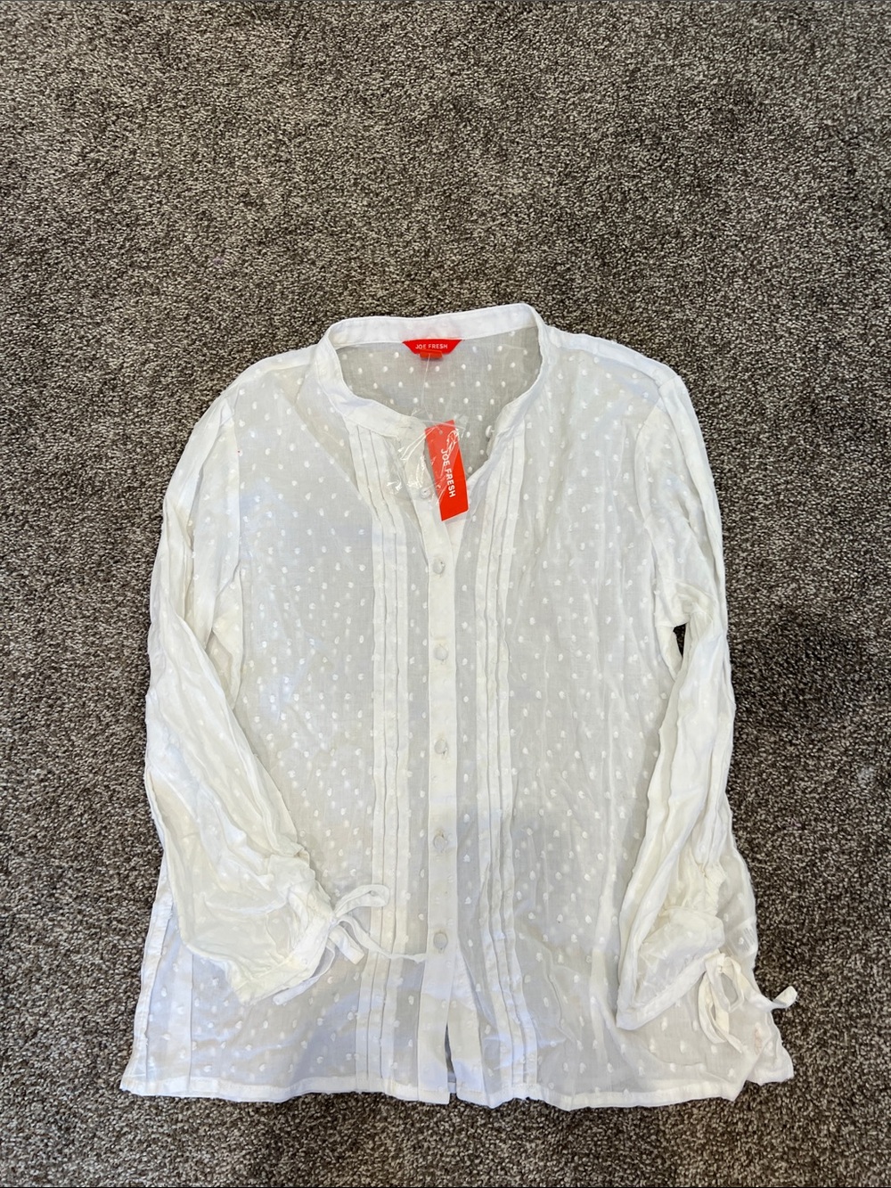 Joe Fresh White Swiss-Dot Button Front Blouse